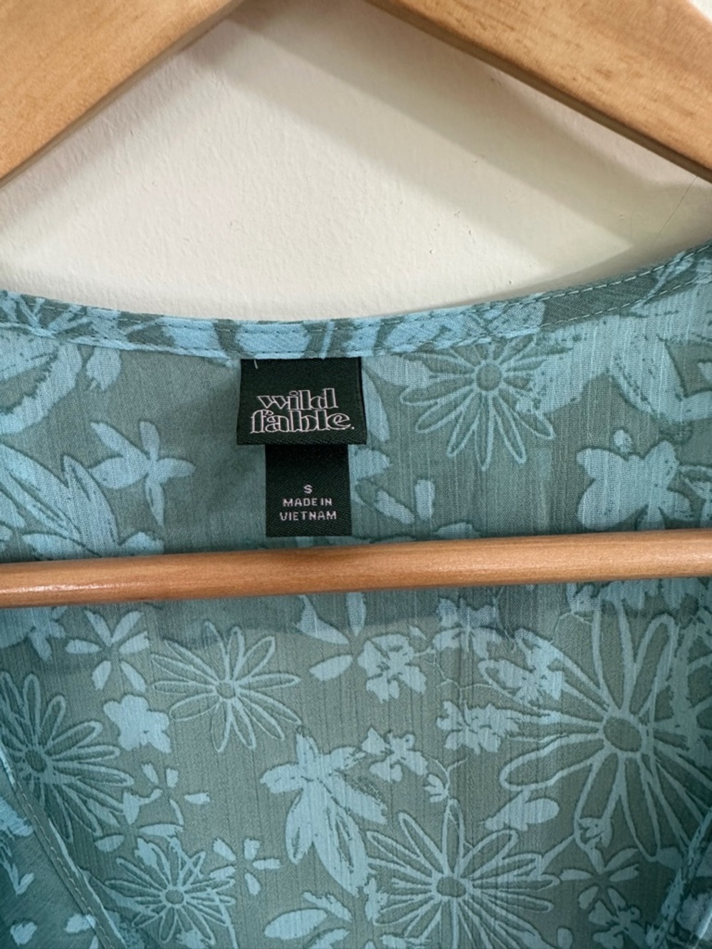 Wild Fable Teal Floral Kimono Chiffon Ethereal Boho Women’s Oversized Size S - Picture 3 of 9